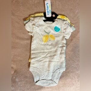 Carter's Lemon Print Baby Bodysuit Set - Yellow and Gray